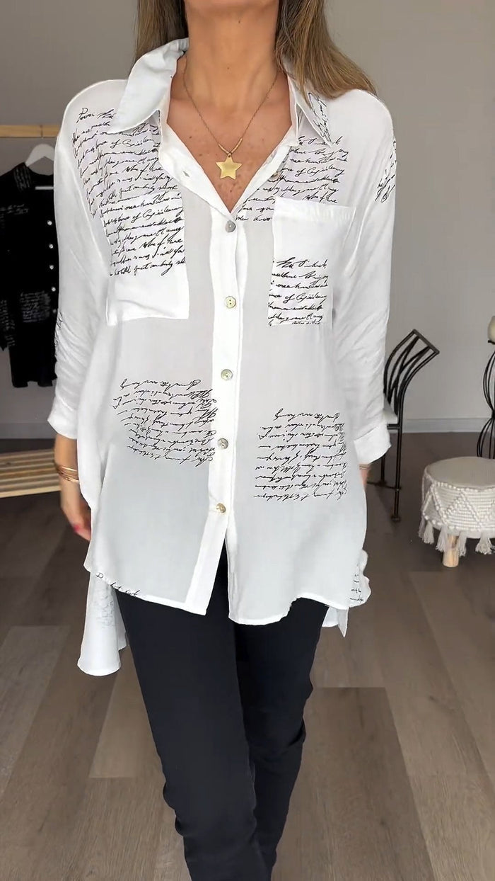 Anna - LUXE DAMES BLOUSE MET TEKST