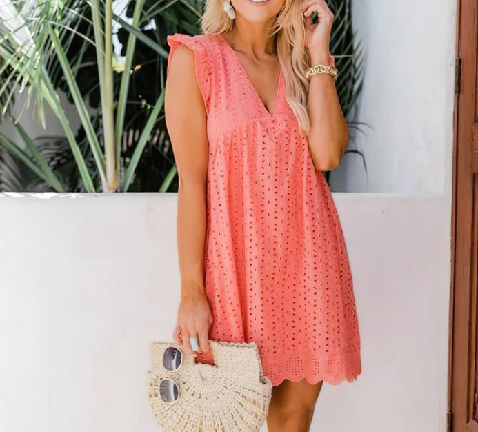 Mariam - Zomerse Boho Eyelet Mini Jurk