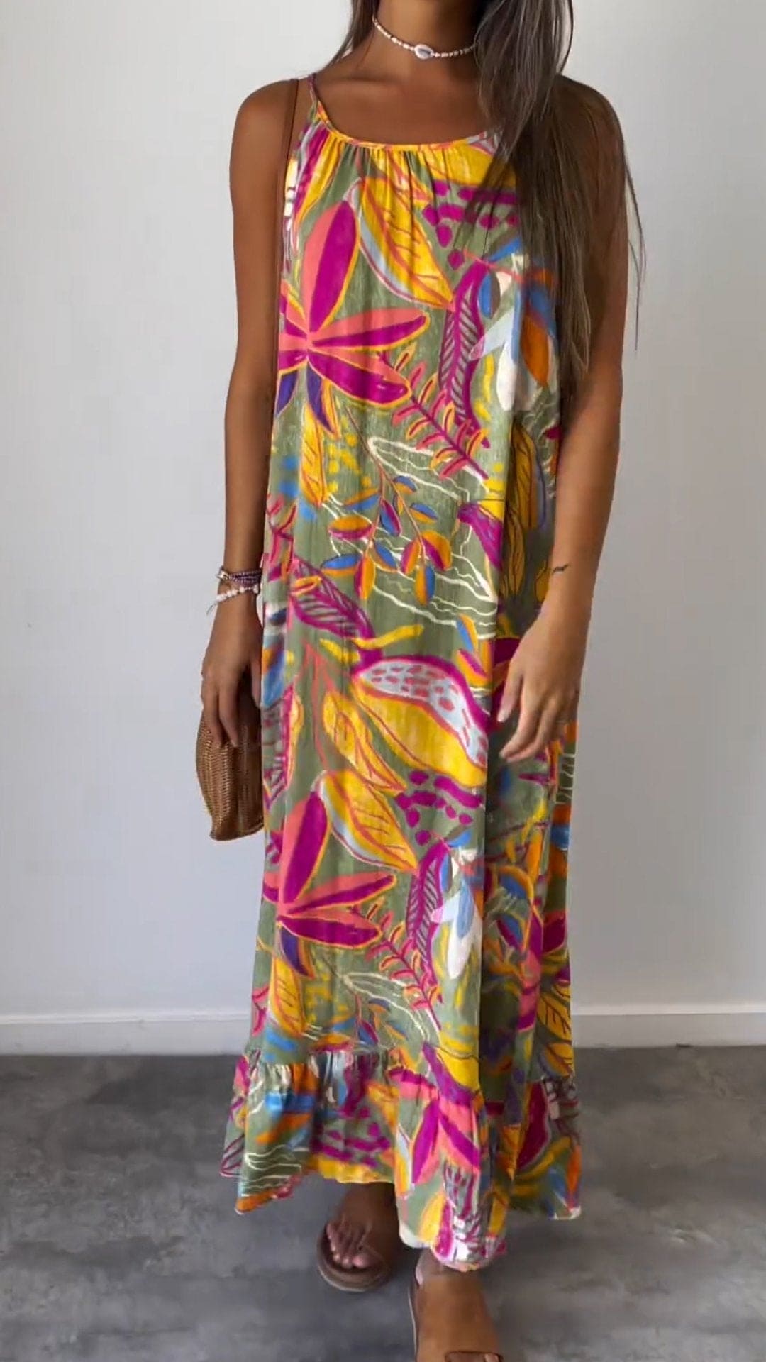 Sara | Asha mouwloze lange jurk met print