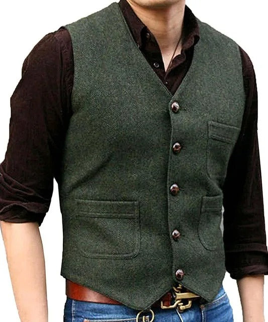 Davidson - Klassiek Stijlvol Vintage Mouwloos Tweed Vest voor Mannen