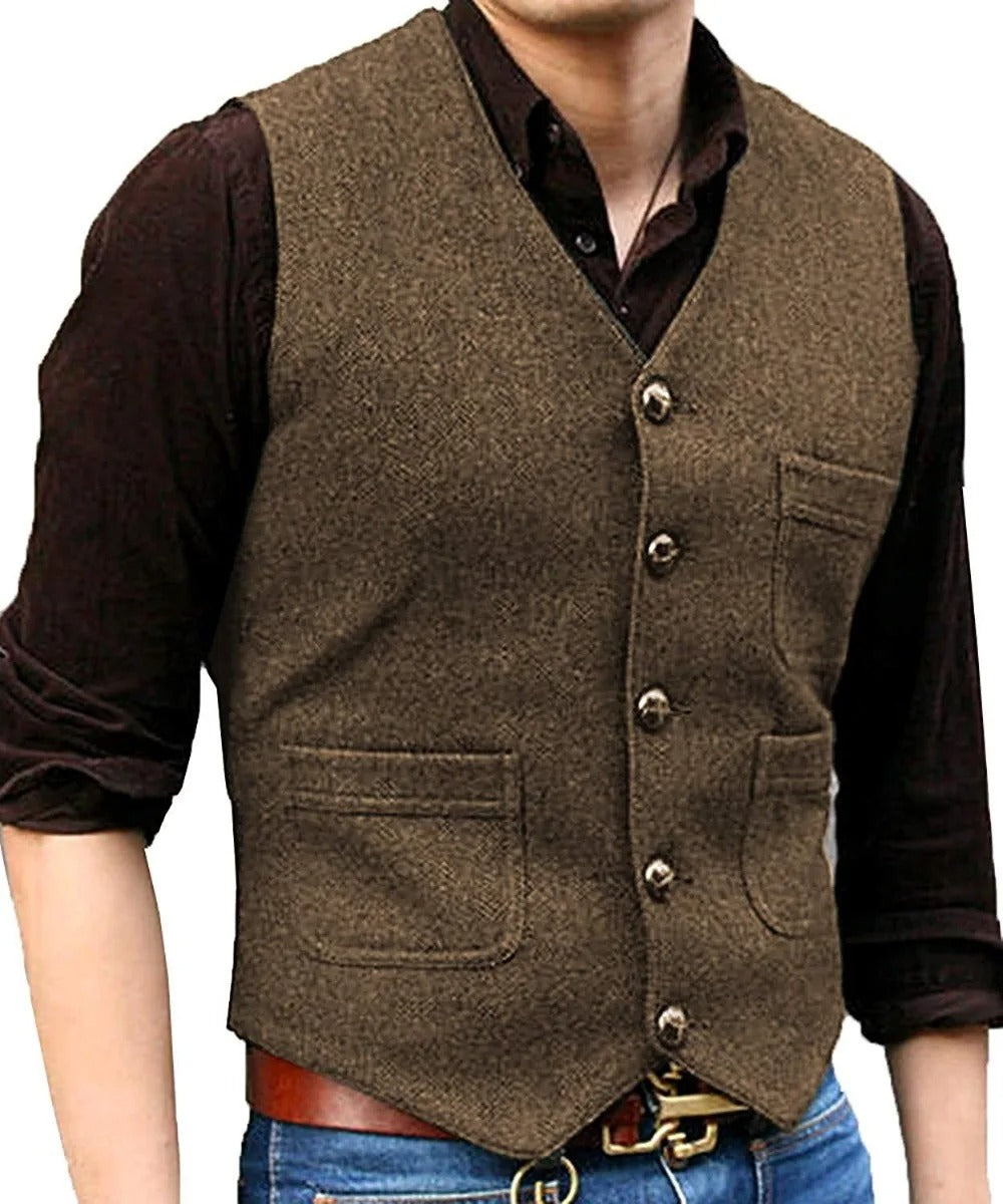 Davidson - Klassiek Stijlvol Vintage Mouwloos Tweed Vest voor Mannen