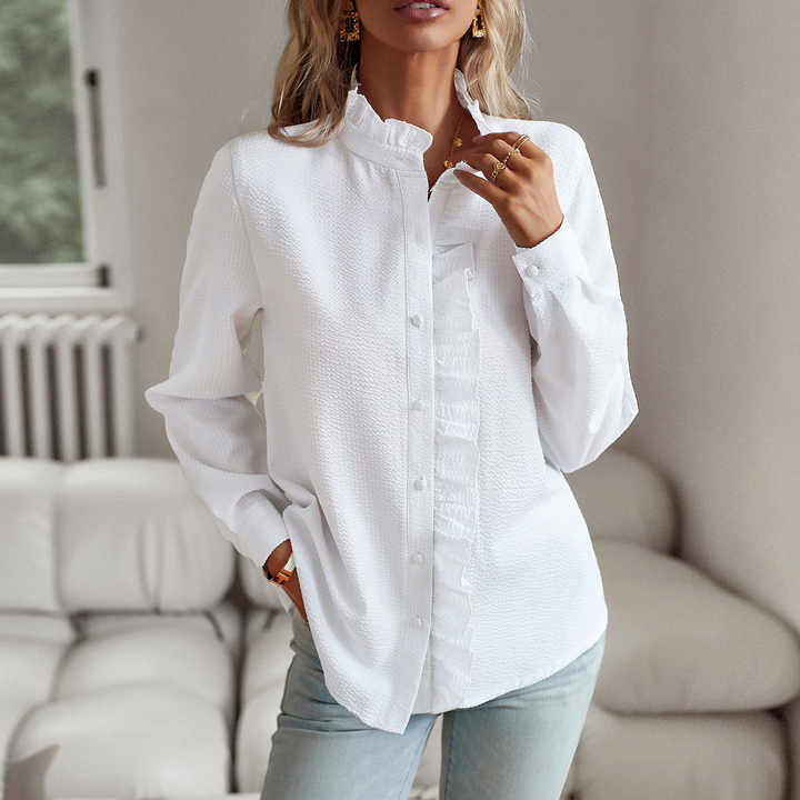 Maya - Elegante blouse met knoopsluiting en ruches